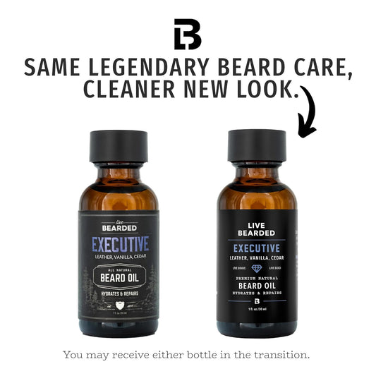 Beard Oil, 1 Fl Oz - Premium All-Natural Jojoba - Made in the USA - Hair and Skin Care for Men with Dry, Flaky Patches | Executive Scent - Cedar, Vanilla