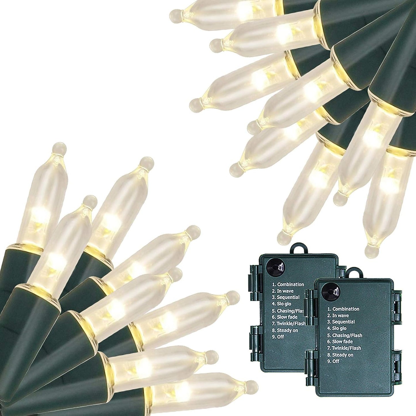 2 Pack Orange Halloween String Light, Battery Operated Lights 50 LED 16 FT String Light Waterproof Tree Lights with 8 Lighting Modes,Indoor Outdoor Patio Garden Halloween Decorations