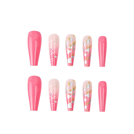 Wear The Same Type Of INS Shell Glitter Powder Spot Drill Nail Patch And Long Ballet Nail