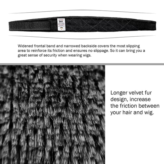Gex Women'S Wig Grip Band, Adjustable Elastic Comfort Headband, Velvet Black Color 1 PC