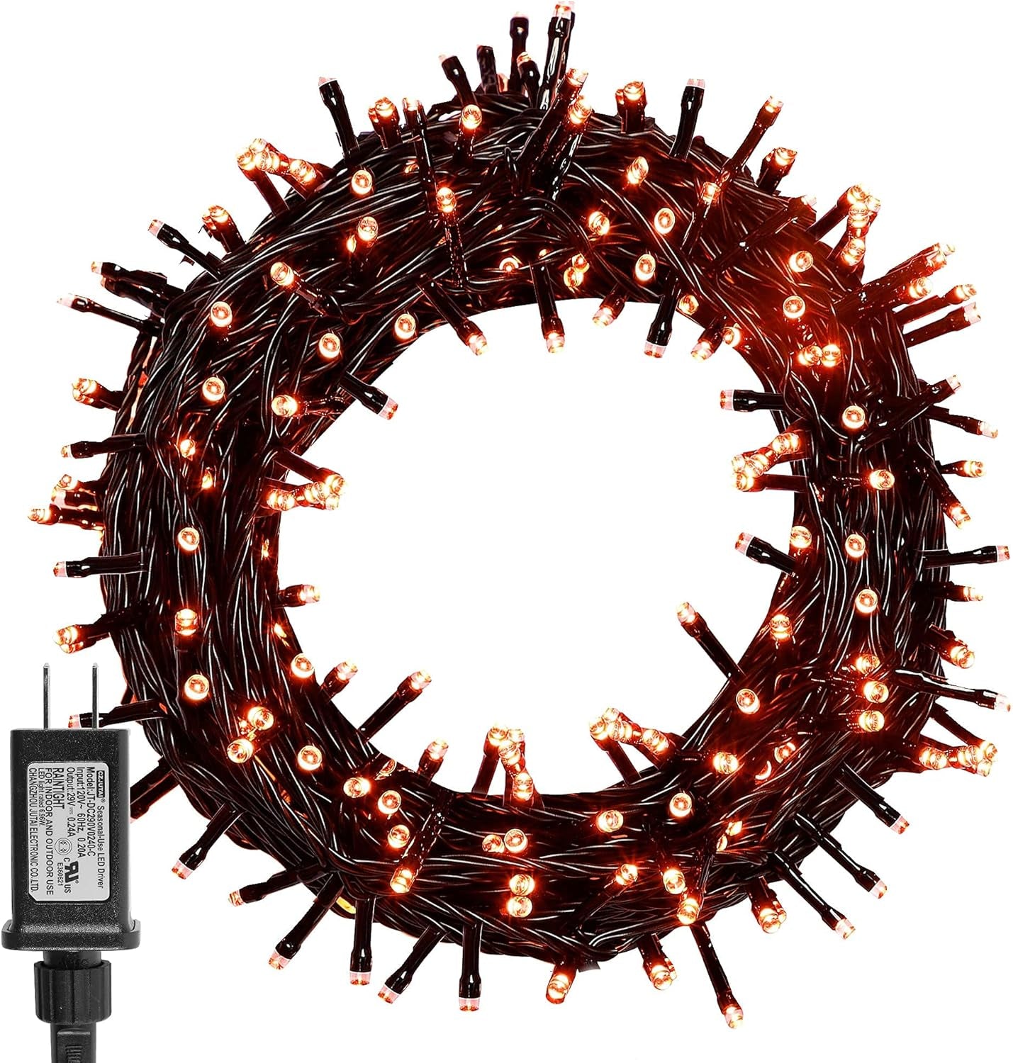 33FT 100 LED Halloween String Lights Orange, Plug in Black Wire Fairy Lights 8 Modes Waterproof Mini Light for Outdoor Indoor Christmas Tree Holiday Wedding Party Bedroom Patio Tree Decor