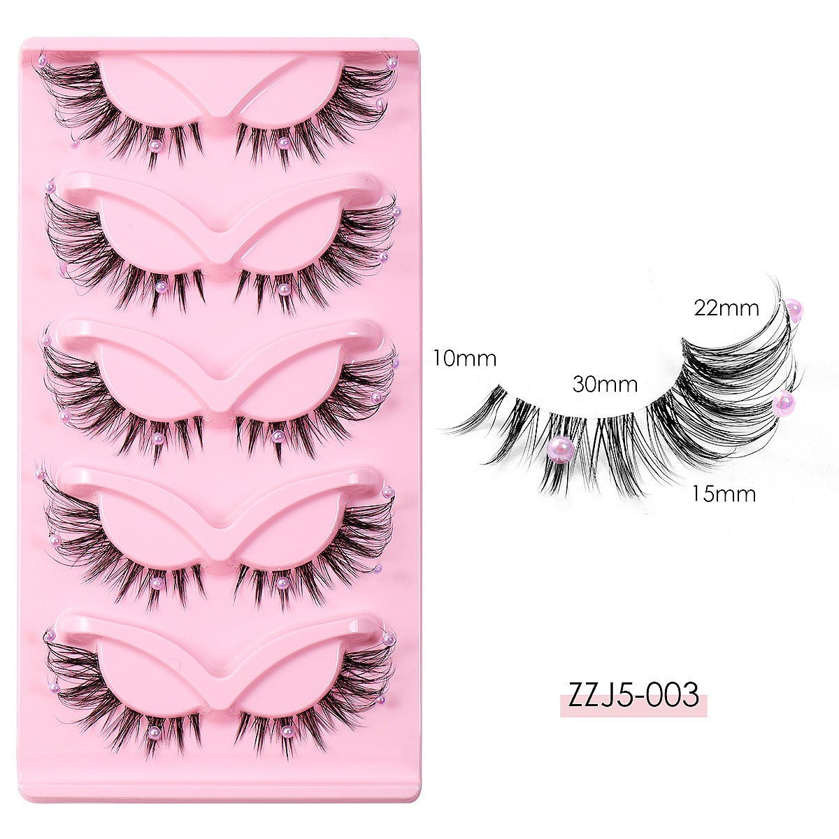 3D Foxy Winged Cat Eye Lashes | Clear Band Vegan Faux Mink Strip Lashes with Diamond Pearl Detail