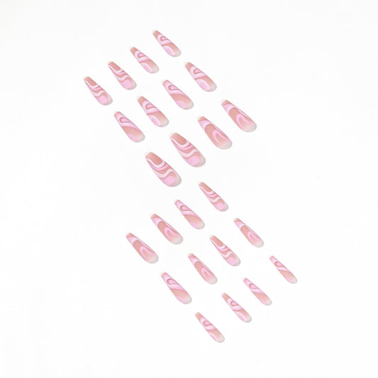 Rose Color Matching Line Press On Nail Fake Nail Patch Wearing Nail Finished Product