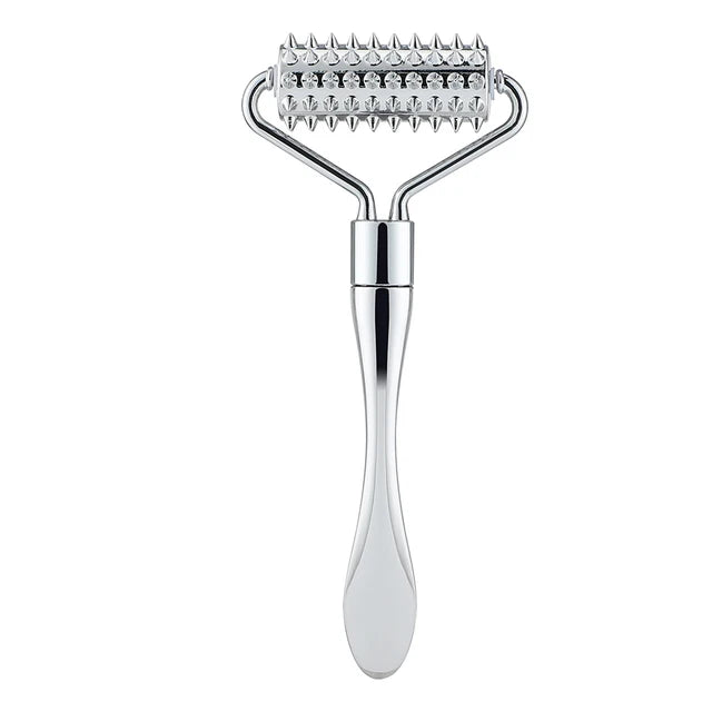 Stainless Steel Face Roller & Spatula | Pointed Massage Ball Tool for Facial & Neck Skin Care