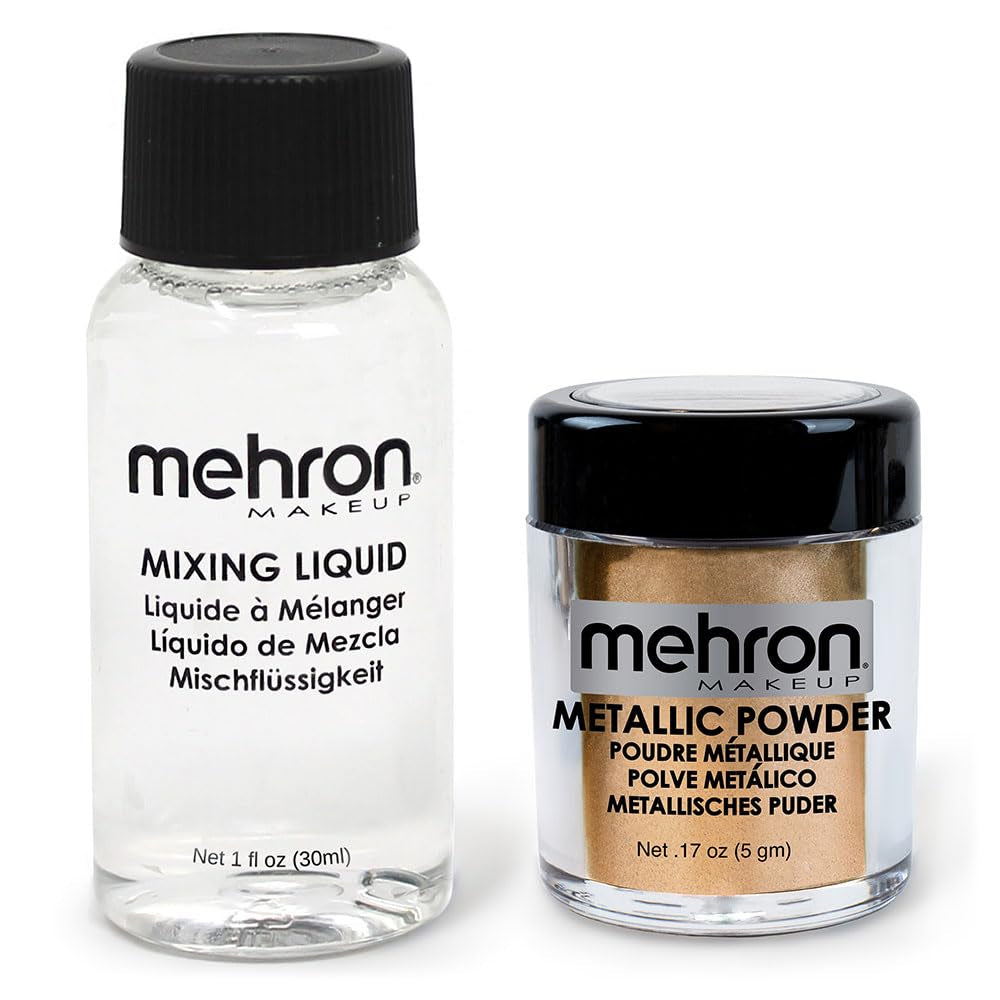 Makeup Metallic Powder (.17 Oz) with Mixing Liquid (1 Oz) (Silver)