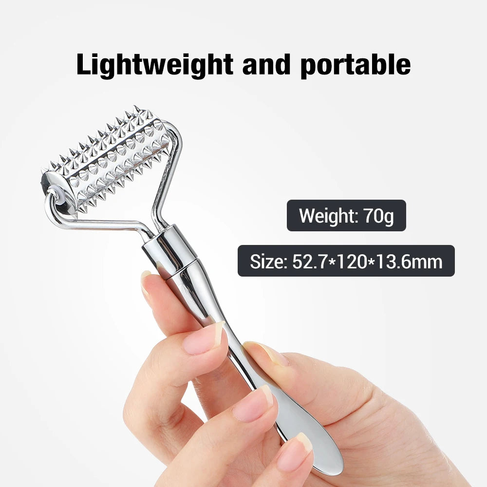 Stainless Steel Face Roller & Spatula | Pointed Massage Ball Tool for Facial & Neck Skin Care