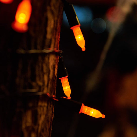 2 Pack Orange Halloween String Light, Battery Operated Lights 50 LED 16 FT String Light Waterproof Tree Lights with 8 Lighting Modes,Indoor Outdoor Patio Garden Halloween Decorations