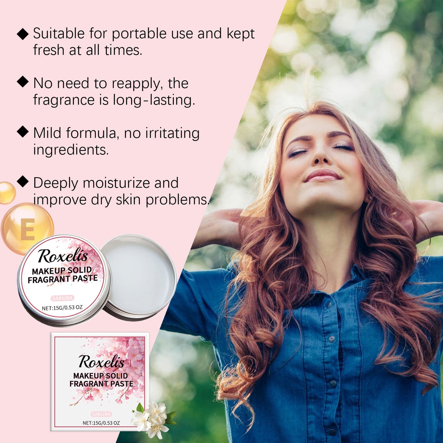Solid Cherry Blossom Balm Mild Elegant Lasting Light Fragrance Exudes Charm Refreshing Non-Sticky Date Pocket Balm