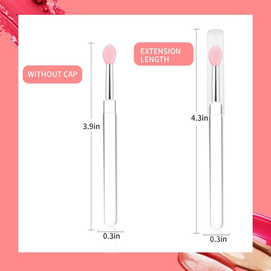 Reusable Silicone Lip Brush Set For Lipstick, Gloss, Balm, Mask & Scrub - Hygienic Caps, 8 Colors