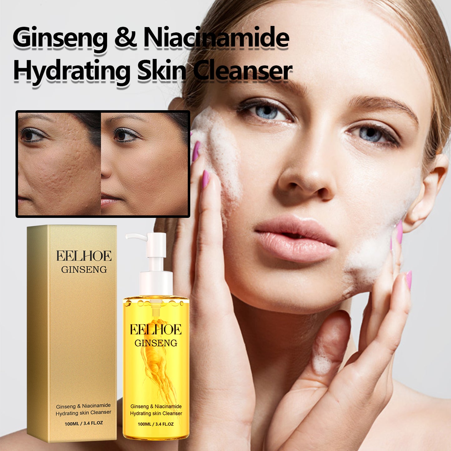 Ginseng Cleanser Gently Cleanses Face, Removes Impurities, And Foams With Delicate, Rich Moisture For Easy Rinsing