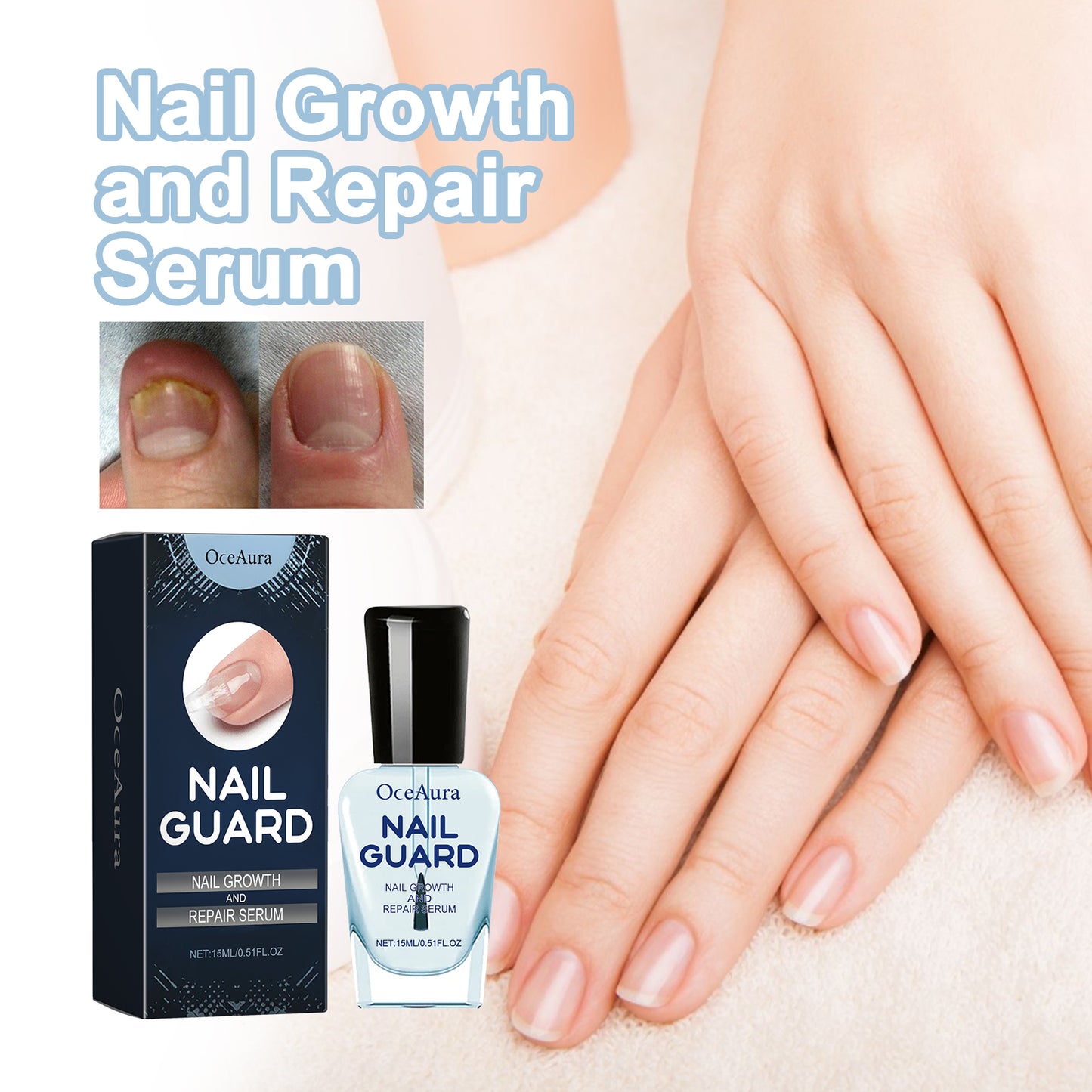 OCEAURA Nail Repair Lotion, Foot And Nail Nourishing Repair Soft Nails Gentle Clean Bright Nails Care