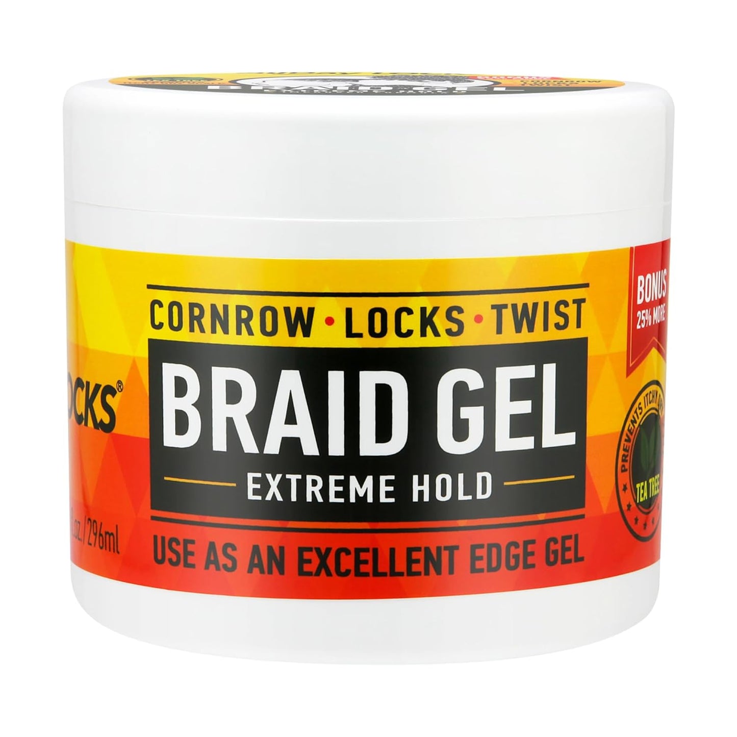 Braid Gel (5 Oz) | Extreme Hold, High Shine | Frizz & Flake-Free Edge Control | Tea Tree, Lavender, Peppermint Oil | Slick & Style Braids, Locks, Twists, Cornrows | 5 Oz