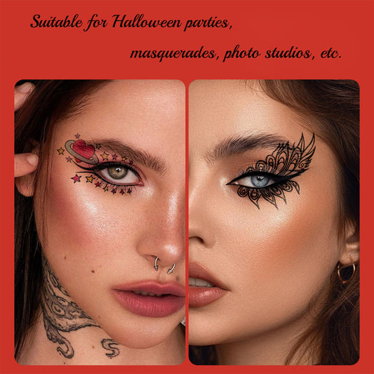 Flower Eyelashes Tattoo Sticker Fairy Butterfly Wings Shiny Tattoo Sticker Waterproof Temporary Tattoos For Eyes Face Makeup For Girls Women Stage Performance