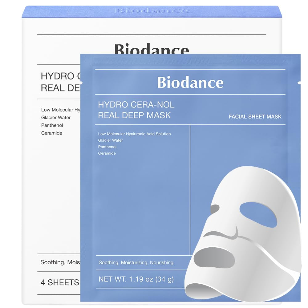 Bio-Collagen Real Deep Mask, Hydrating Overnight Hydrogel Mask, Pore Minimizing, Elasticity Improvement, 34G X4Ea