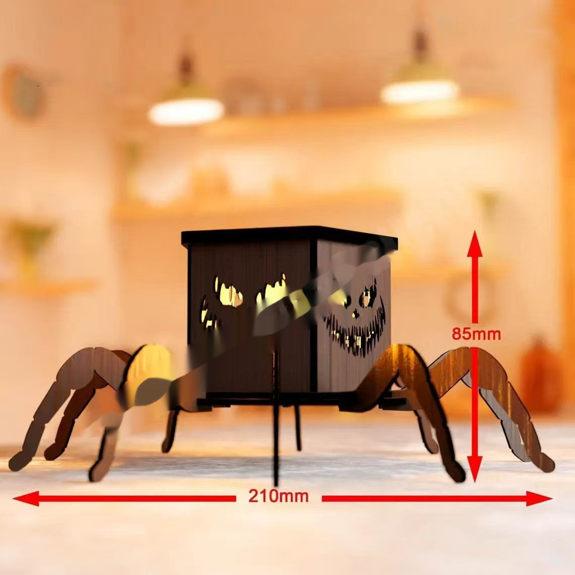 Cross-border New Ghost Halloween Spider Mini Lantern Candlestick Decorations Interesting Ornaments Wooden Craftwork