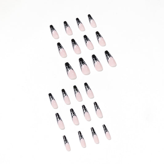 Black French Flame Wear Nail Finished False Nail Nail Patch Nail Patch Fake Nail