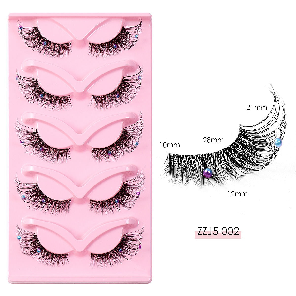3D Foxy Winged Cat Eye Lashes | Clear Band Vegan Faux Mink Strip Lashes with Diamond Pearl Detail