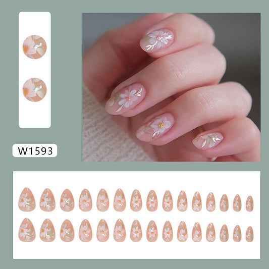 Nail Wear Nail Flower Nail Patch Short Almond