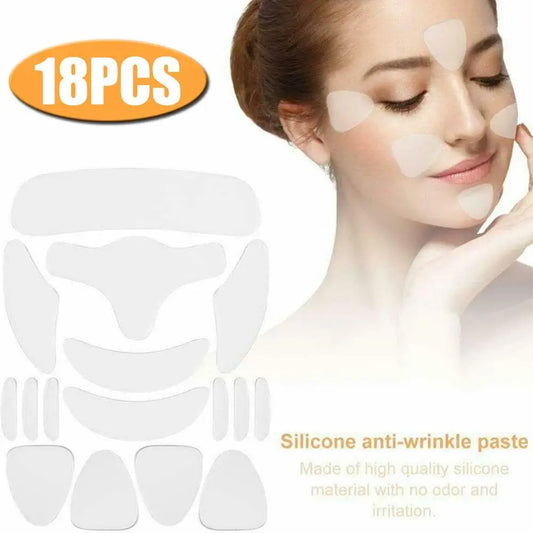 18PCS Reusable Silicone Face Patch Set | Anti-Wrinkle Pads for Forehead, Neck, Eye, Cheek & Chest