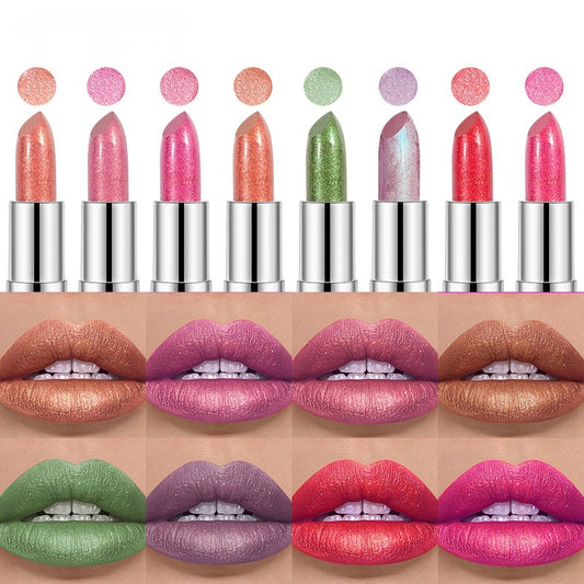 Pearlescent Color Thin And Glittering Lipstick Moisturizing