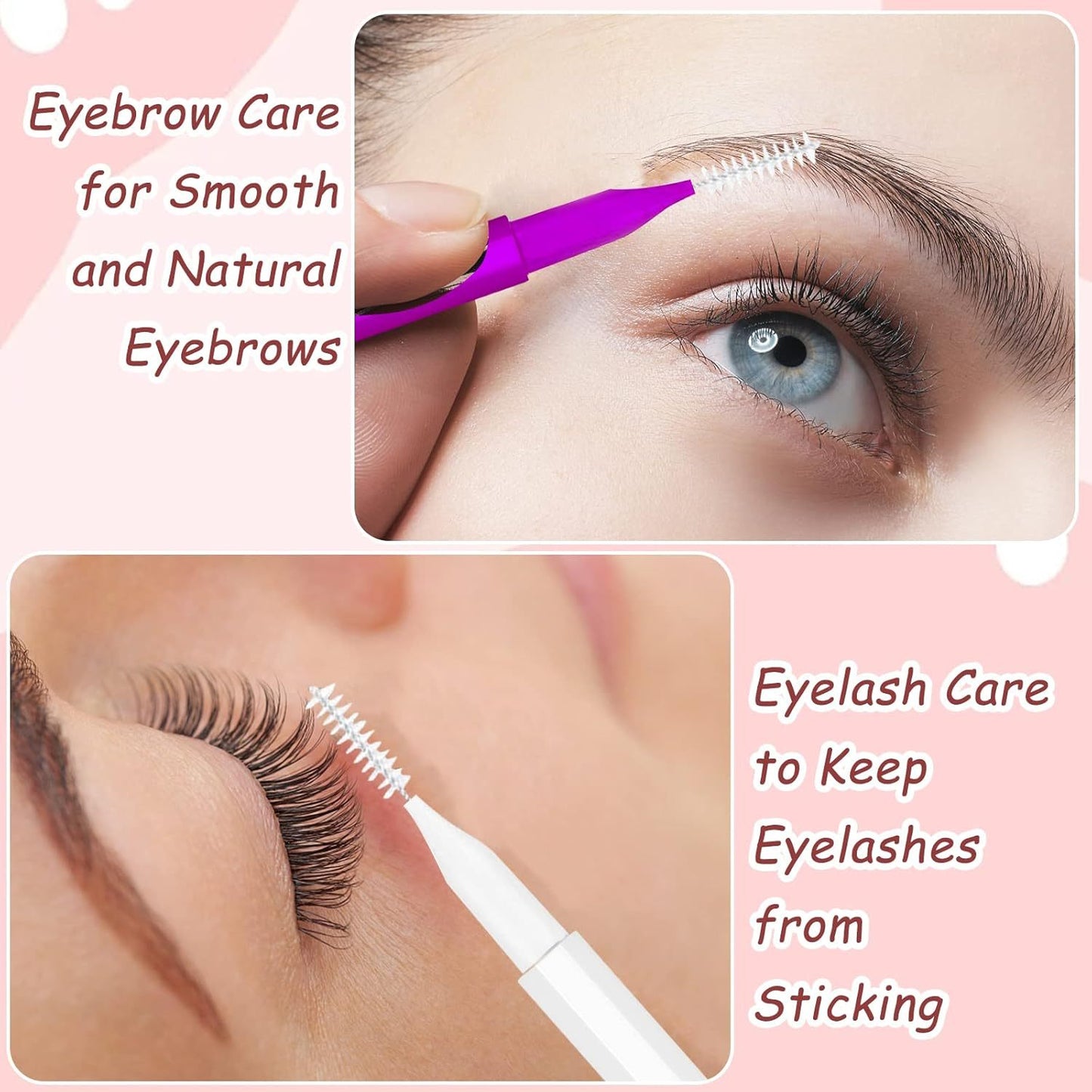 20/50/80PCS Eyebrow & Lash Brush Set with Caps | Spoolies + Angled Brushes in 5 Colors for Lamination, Extensions & Makeup