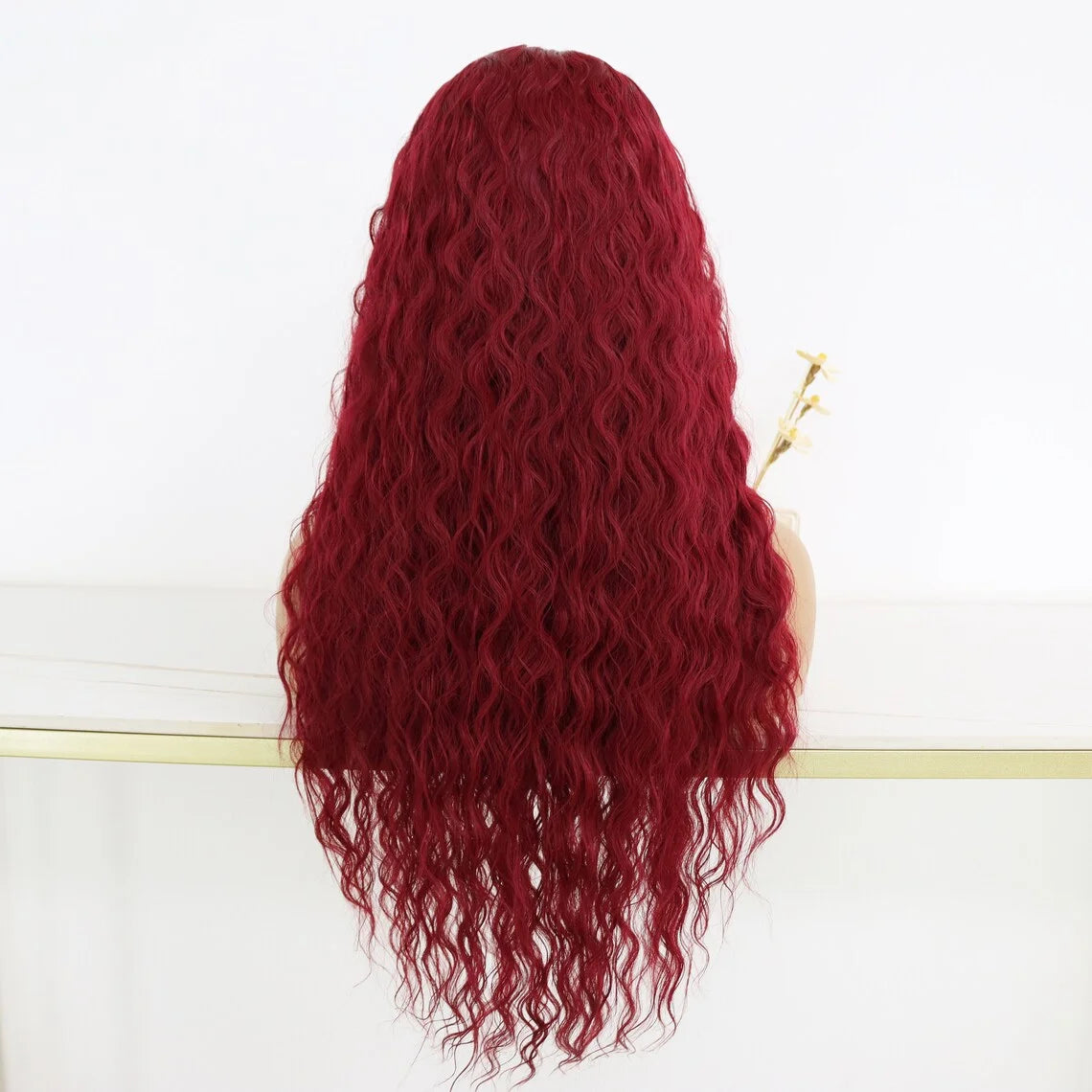 Long Burgundy Synthetic Wig Lace Front Wigs with Pre Plucked Baby Hair 24 Inch Long