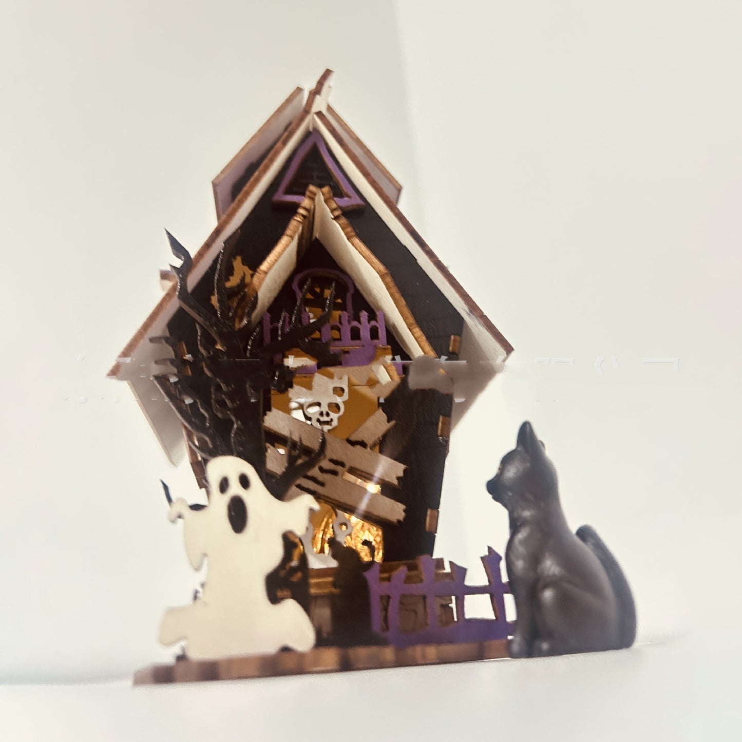 Halloween DIY Wooden Glowing Haunted House Table Decoration