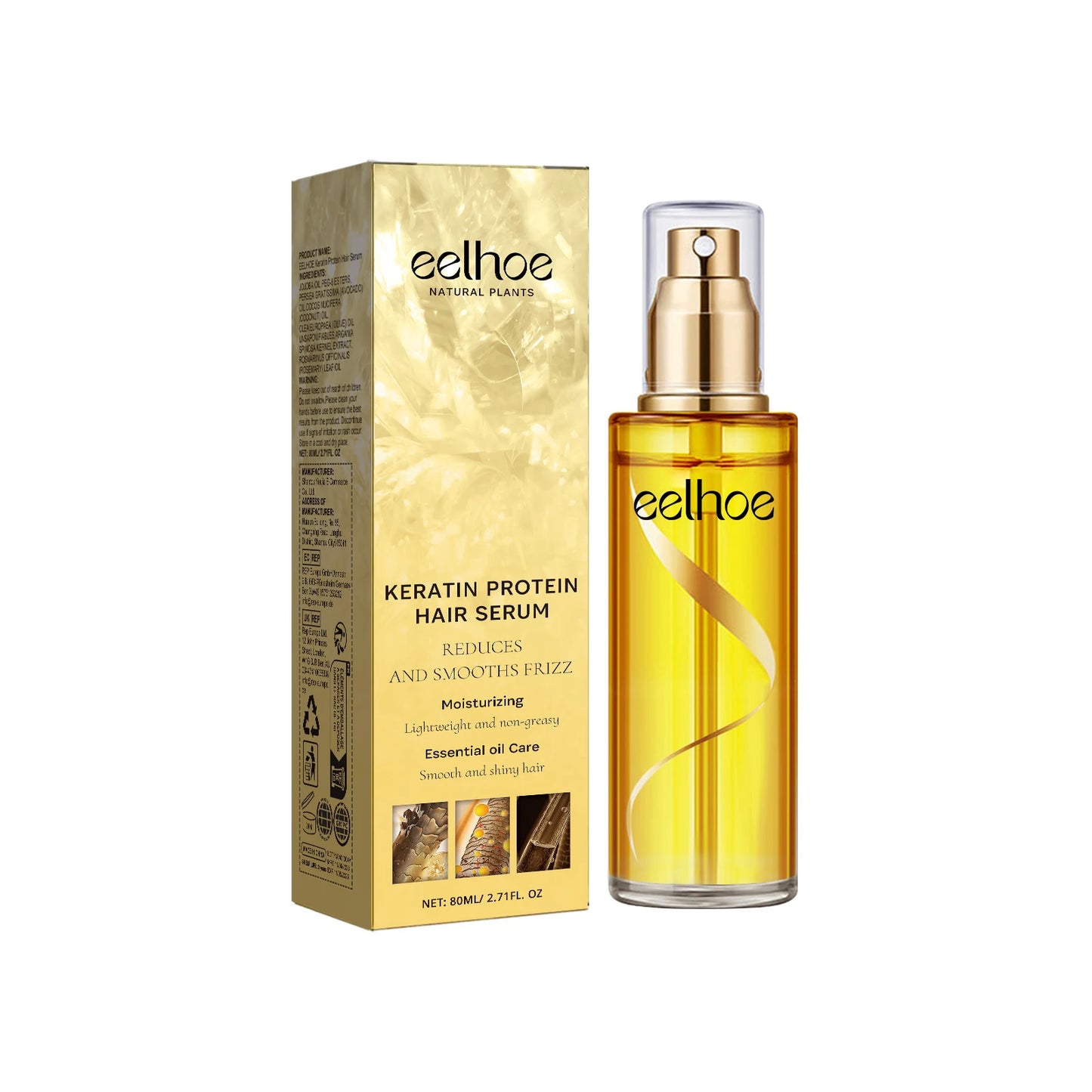 EELHOE Keratin Protein Hair Serum Hair Care Essence Spray Hair Repairing Improving Dry Curly Hairy Essence Smoothing Hair Mask