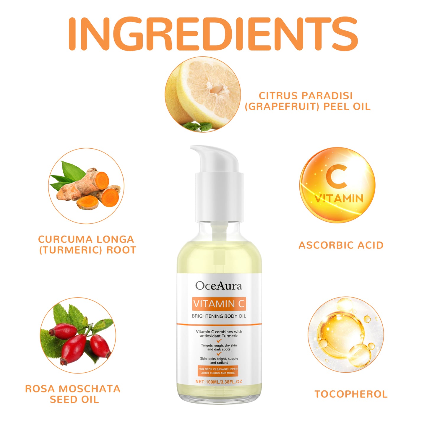 Vitamin C Brightening Body Oil, Hydrating Repair Chicken Skin Brightening Body Care Oil