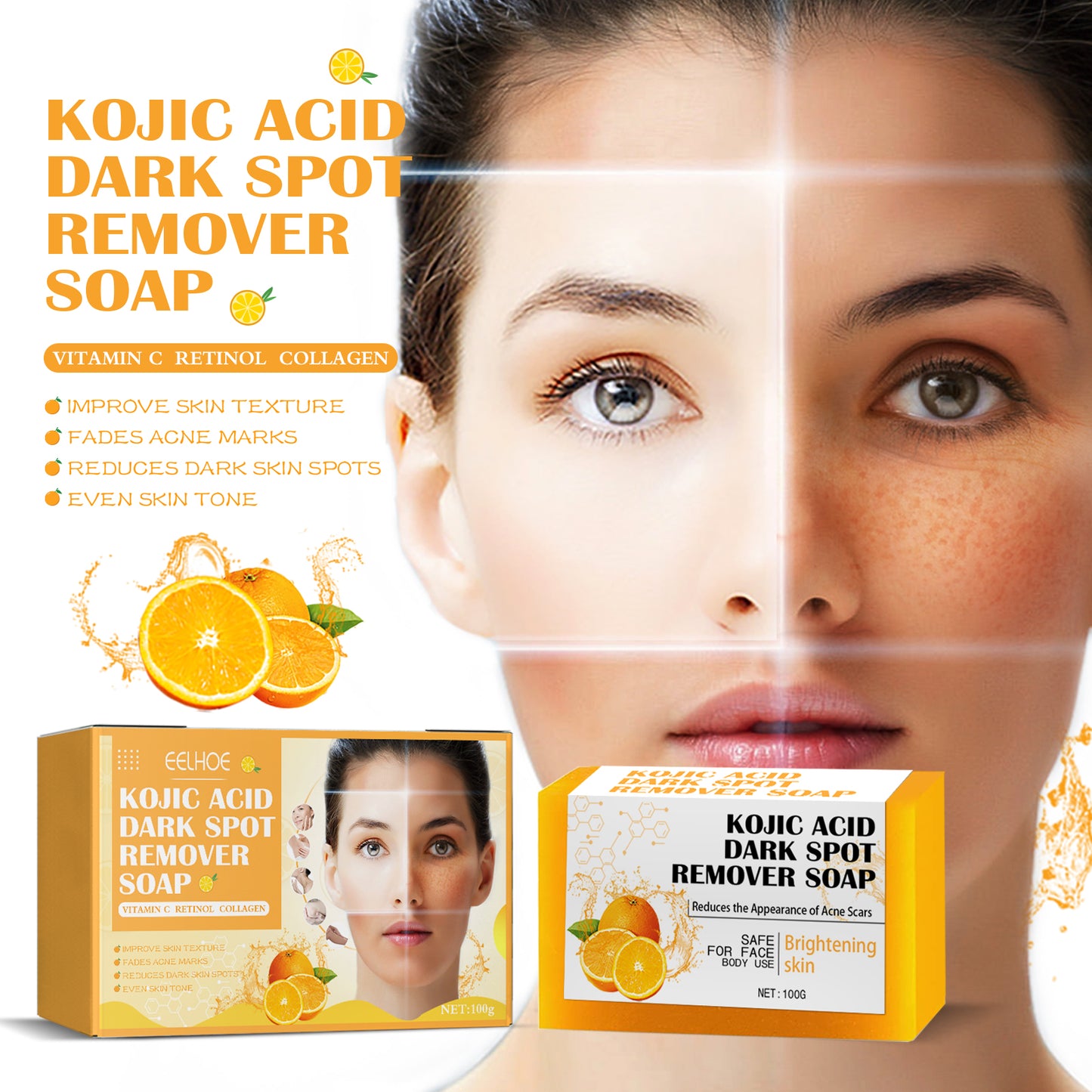 Kojic Acid Soap Cleanser Cleansing Soap Dilute Cleansing Cleanser Pore-Clearing Exfoliating Skincare Soap