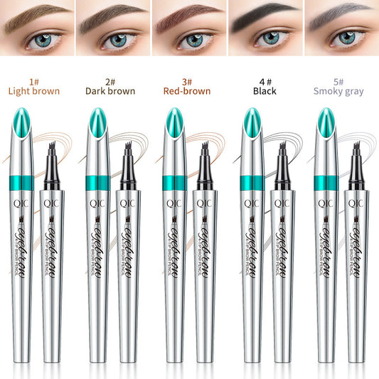 Imitation wild eyebrow waterproof and non smudging four claw forked liquid eyebrow pencil