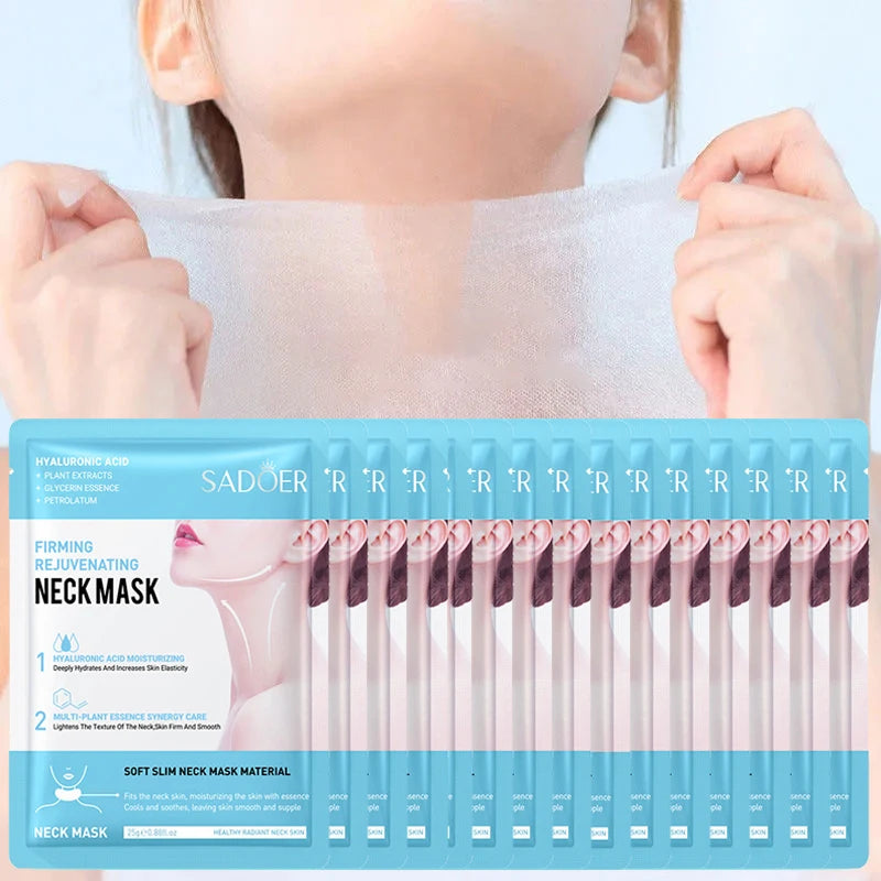 SADOER Hyaluronic Acid Neck Masks | 10PCS Collagen Firming & Moisturizing Sheet Masks for Neck Care
