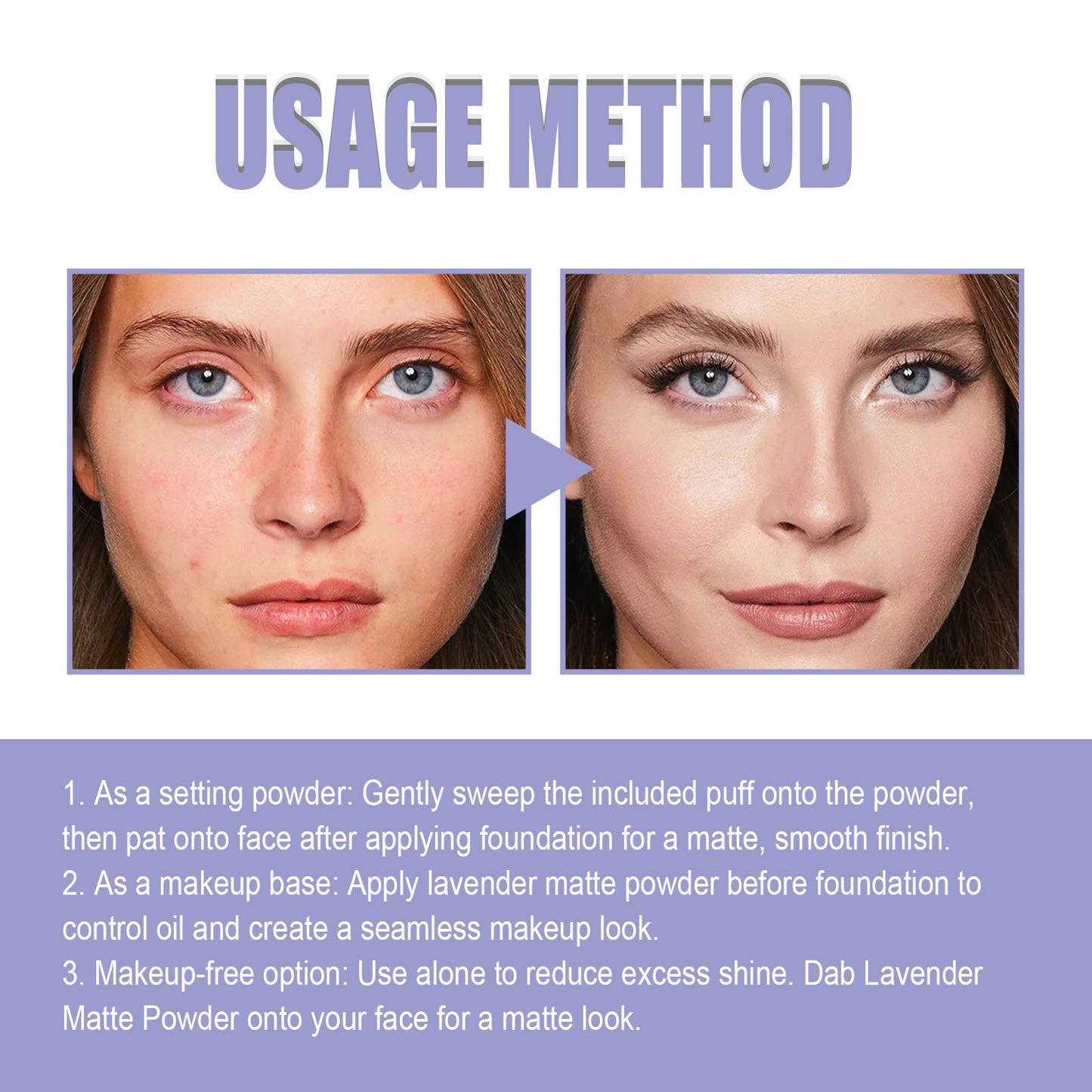 Lavender Matte Powder, Natural Block Defect Containment Light And Durable Is Not Easy To Makeup Base Powdery Cake