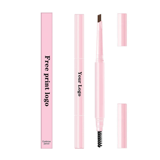 Eyebrow Pencil Waterproof Natural Long Lasting Smooth Blendable High Pigment Brow Pencil Eye Makeup Pink Box Custom Logo 10pcs