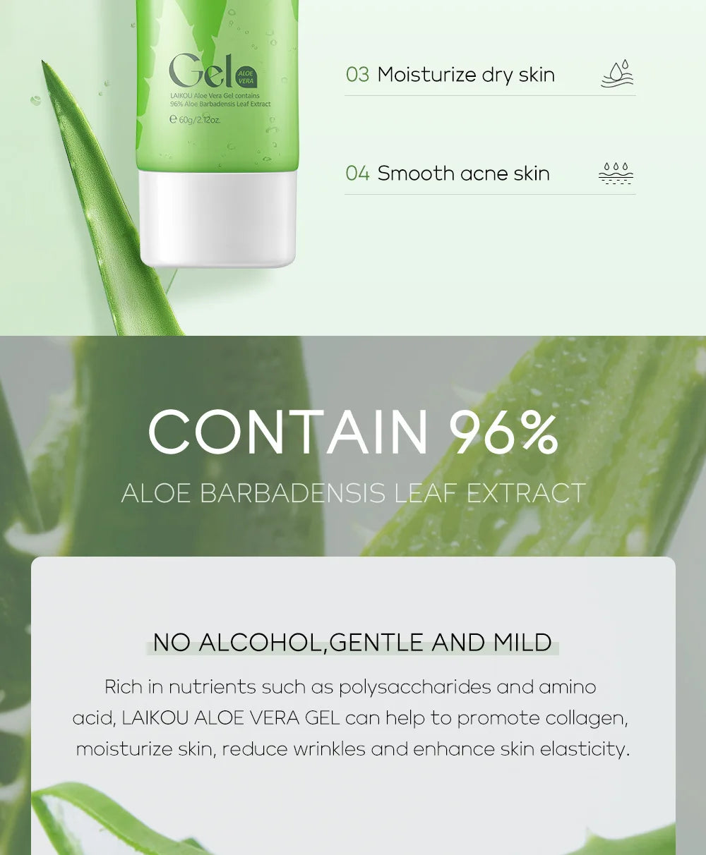 LAIKOU Aloe Vera Gel Face Cream Hyaluronic Acid Moisturizing Refreshing and Non-sticky Cream Skin Care