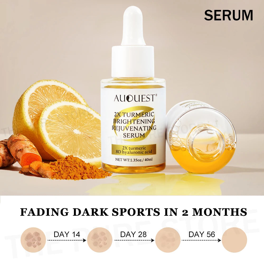 AUQUEST Turmeric & Vitamin C Face Serum Dark Spot Remover Niacinamide Hyaluronic Acid Moisturizing Facial Serum Skin Care
