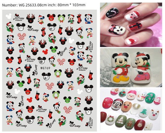 Manicure Christmas Stickers Old Elk White Snowflake Nail Decals Waterproof Ultra-Thin Three-Dimensional Self-Adhesive Adhesive