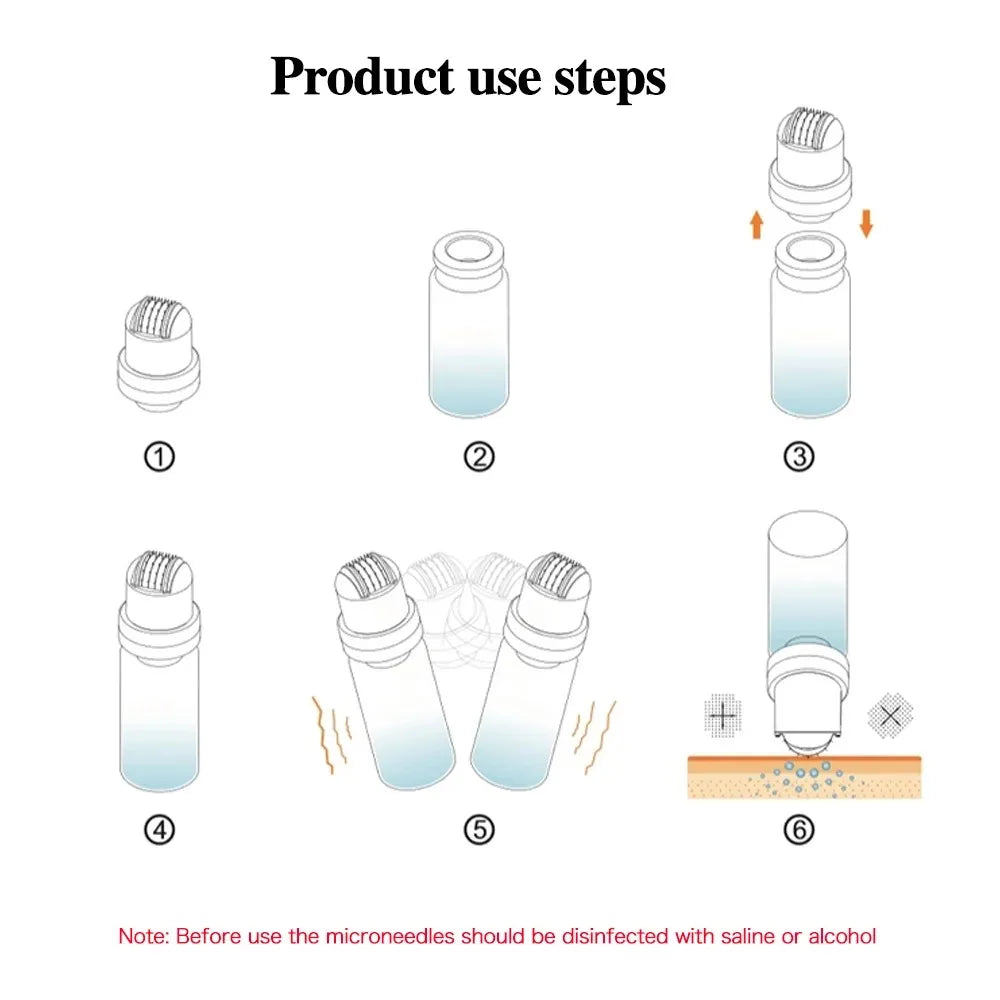 Hydra Roller 64 Beauty Skin Care Tool Titanium Microneedle Facial Skin Care Bottle Roller Reusable