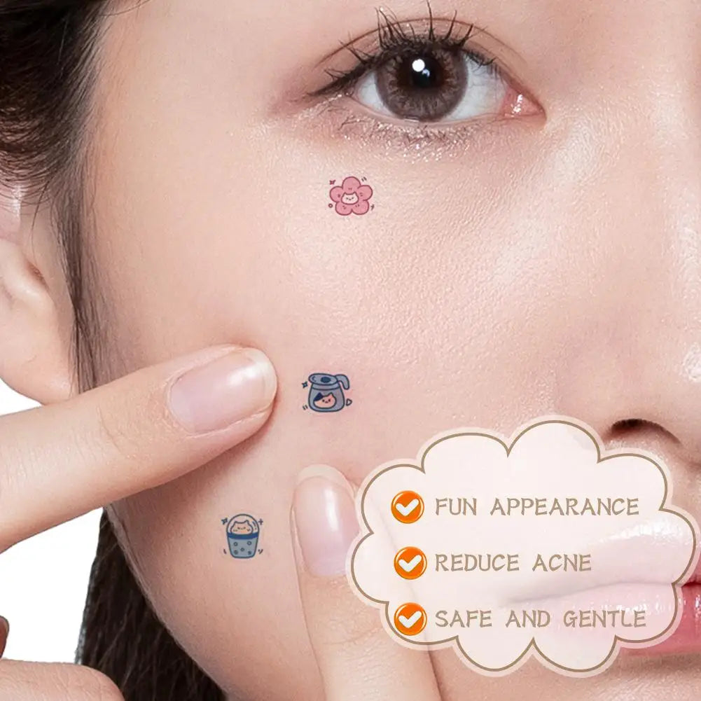 96 pcsCartoon Acne Patches Cartoon Cat Shaped Acne Treatment Sticker Invisible Acne Cover Removal Pimple Patch Skin Care