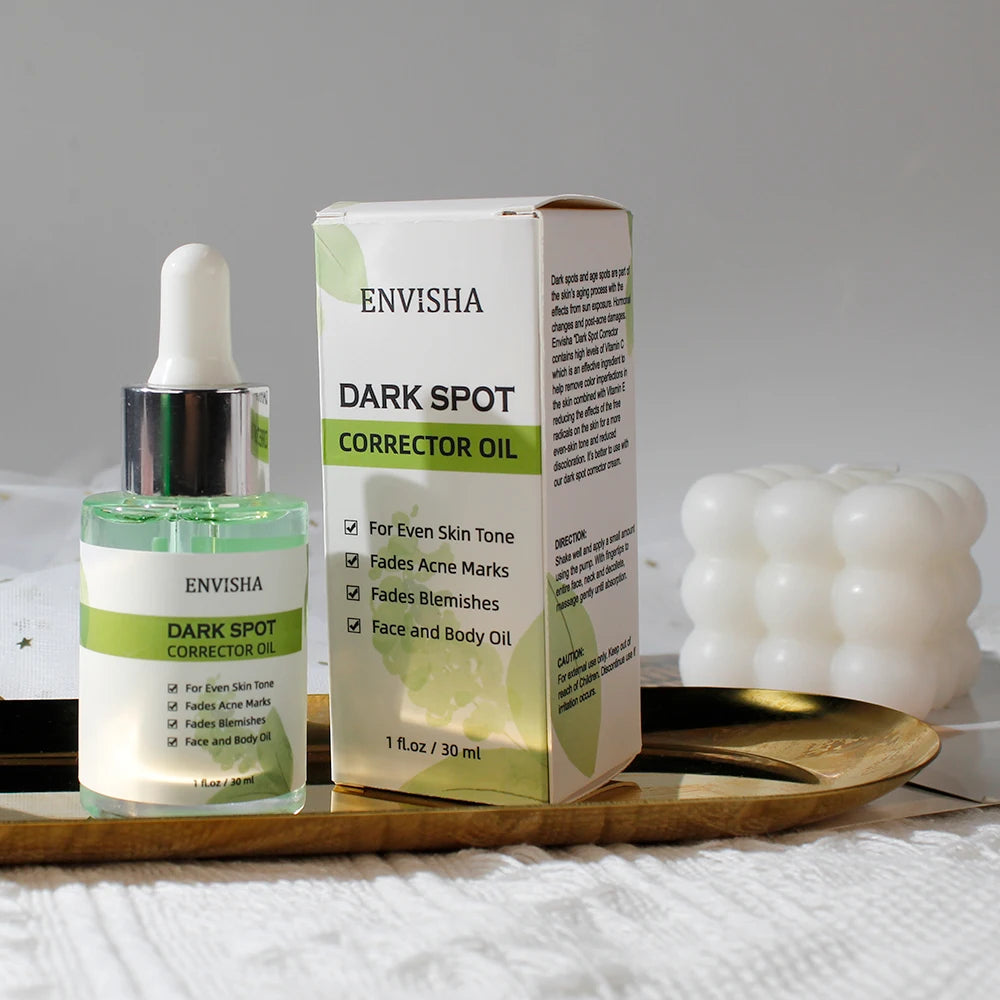 ENVISHA Face Skin Care Whitening Freckle Essential Oil Serum Remove Melasma Dark Spots Melanin Brighten Anti-Aging Shrink Pores