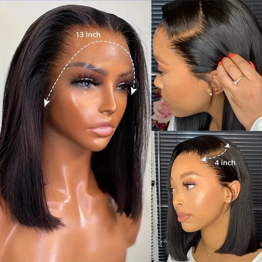 Short Bob Wig 13x4 Transparent Lace Frontal Wigs Bob Lace Front Wig Human Hair Straight Preplucked 4x4 Human Hair Wigs for Women