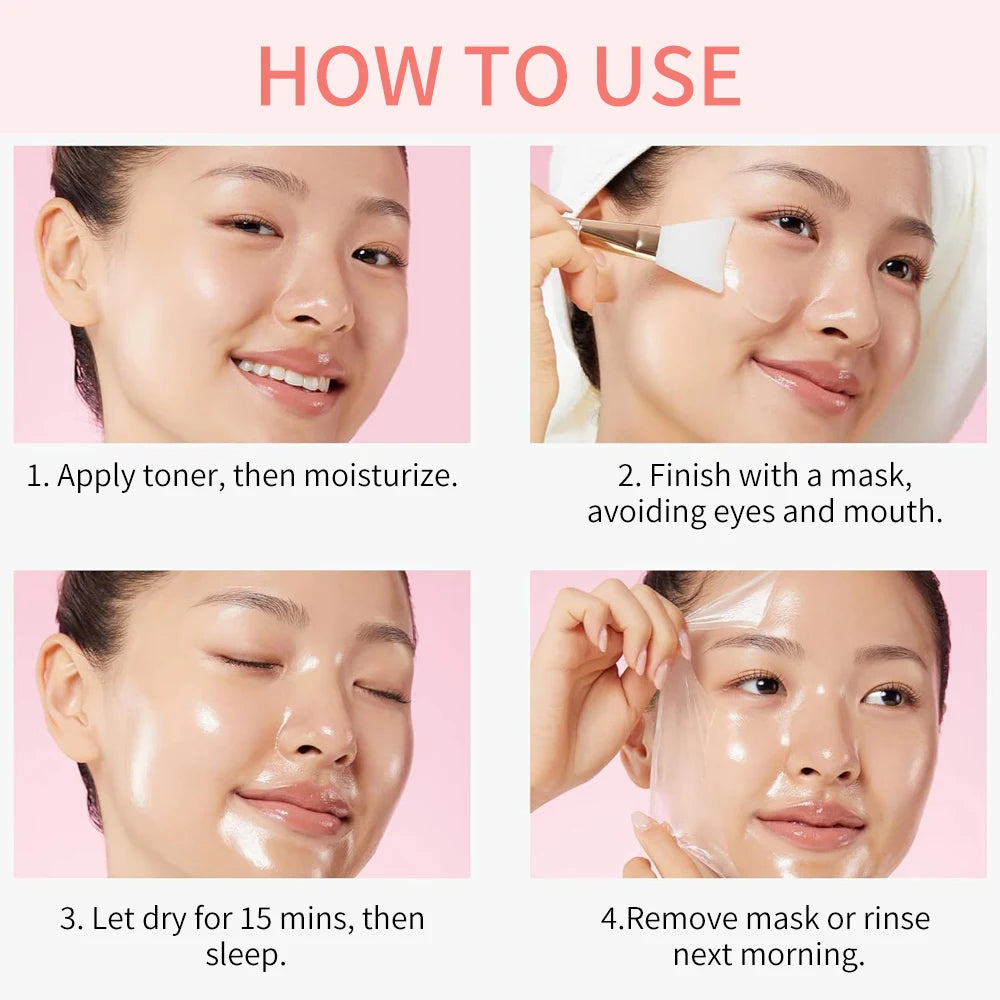 Collagen Overnight Wrap Mask with Jelly Brush Deep Hydrating Moisturizing Night Treatment Mask for All Skin Types