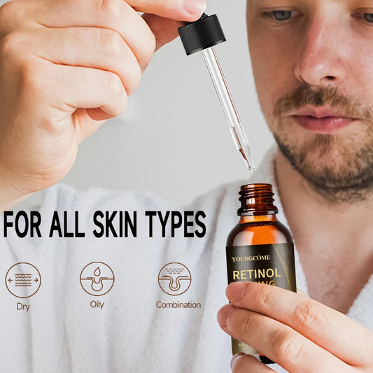 Retinol Anti-Wrinkle Serum Anti Aging Lifting Firming Fade Fine Lines Moisturizing Skin Care Hyaluronic Acid Facial Serum Man