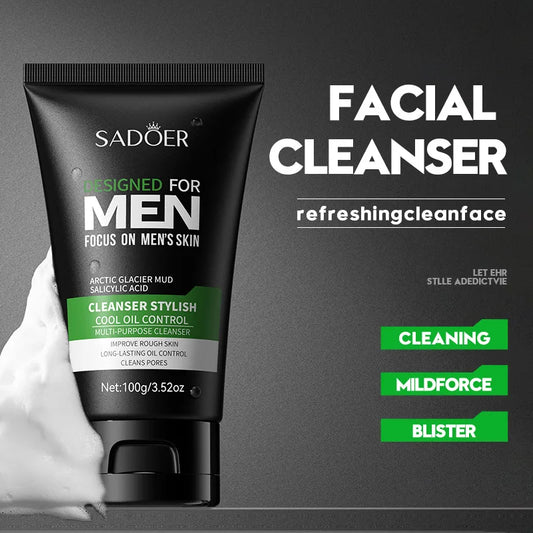 Men’s Cool Facial Cleanser – Deep Cleansing, Refreshing, Moisturizing & Pore Tightening | 100g