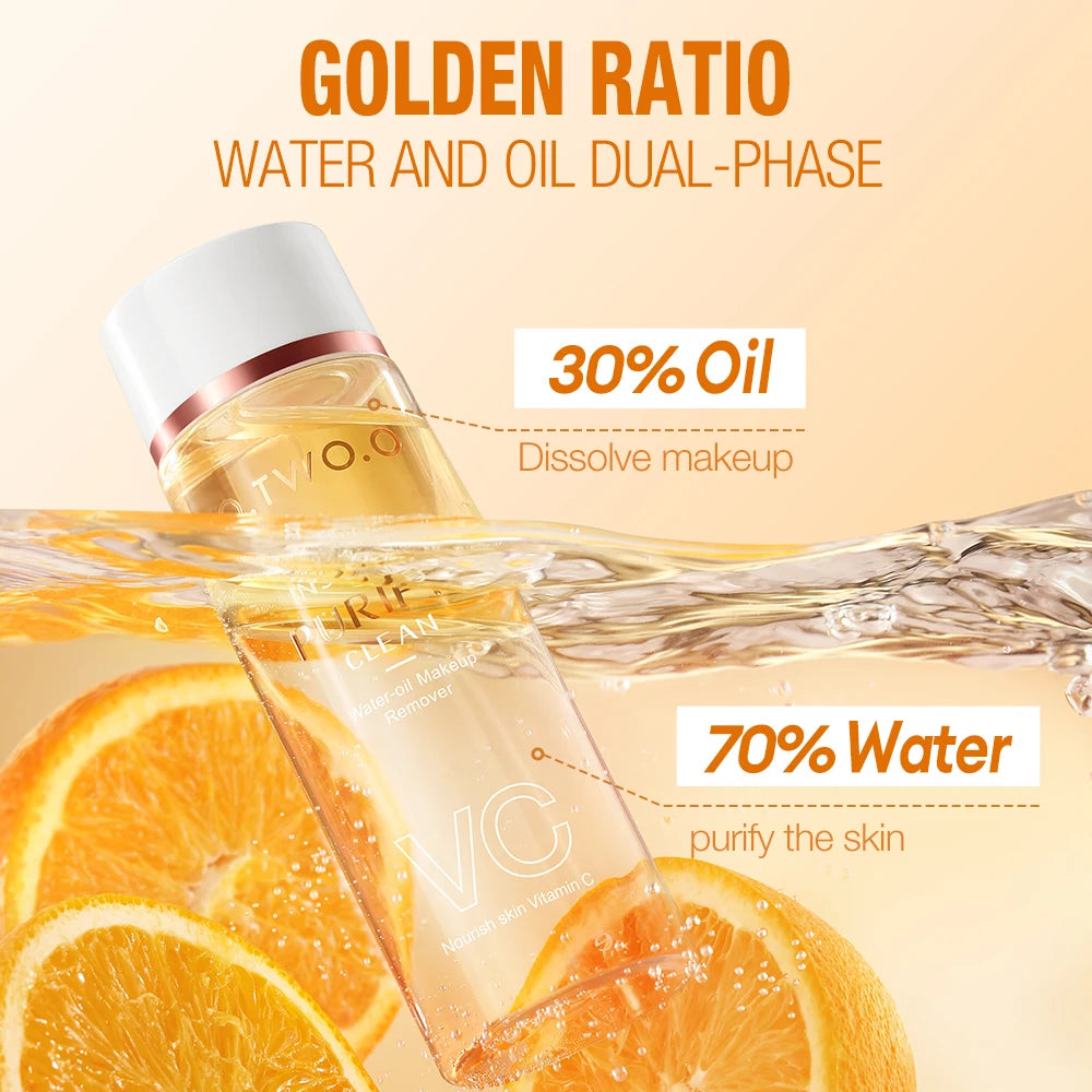 O.TWO.O Water-oil Makeup Remover VC Essense Deeply Cleanse Full Face Makeup Instant Purify Cosmetics Residual For All Skin Typle