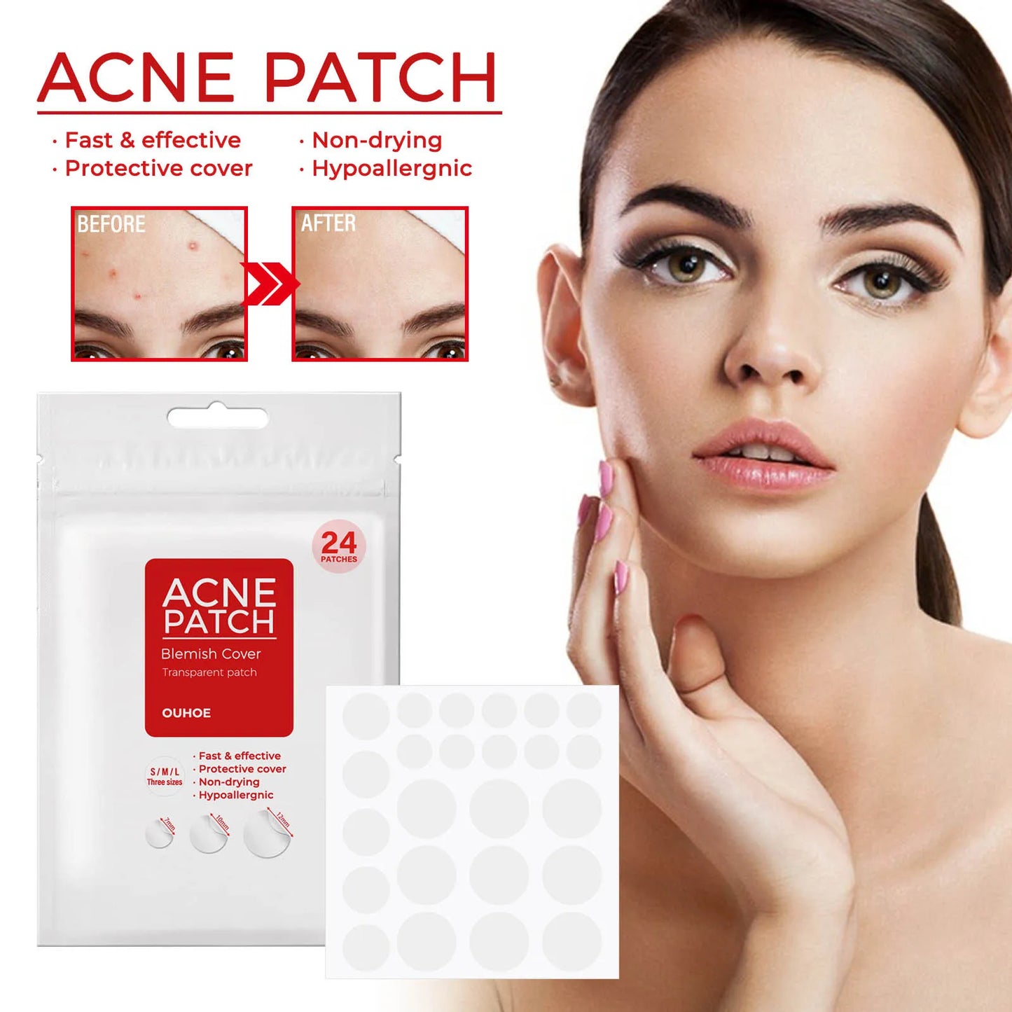 Acne Patch Pimple Cover Repair Facial Acne Treatment Smooth Skin Care Non-Irritating Mild Acne Pimple Patch