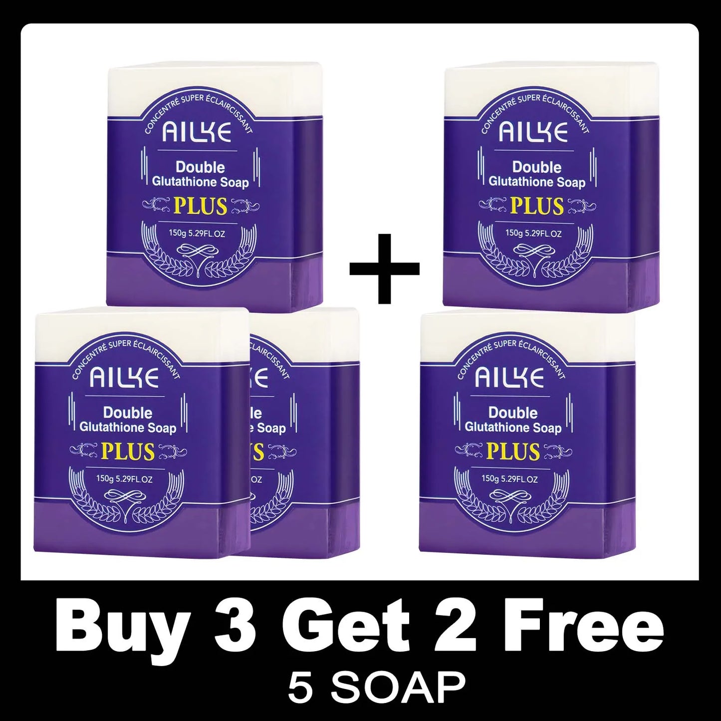 AILKE Glutathione PLUS Bleaching Skin Care Set, Moisturizing, Even Skin Tone, Improve Dark and Black Skin, Reduce Spots