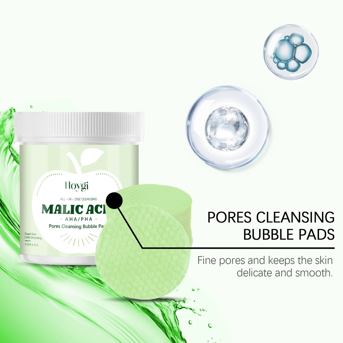 Pore Care Cleansing Pad Malic Acid Exfoliating Pads Facial Sponges Soothes and Refreshes Pores Moisturizes Skin Cleansing Pad