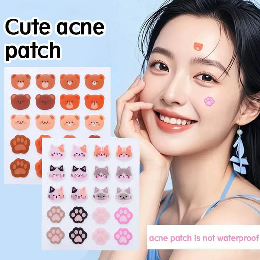 Cartoon Acne Patches Cute Animal Shaped Design Waterproof Hydrocolloid Pimple Patches Gentle Breathable Portable Daily Worn