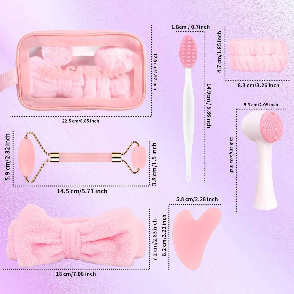 8-Piece Facial Spa Set – Silicone Brush, Hair Band & Gentle Exfoliating Tools